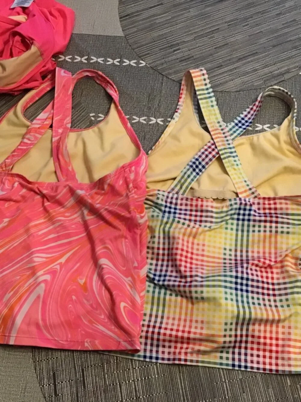 Lands' End Girl's Size 12 Swim Set w/2 Tankini Tops & Matching Swim Skirt